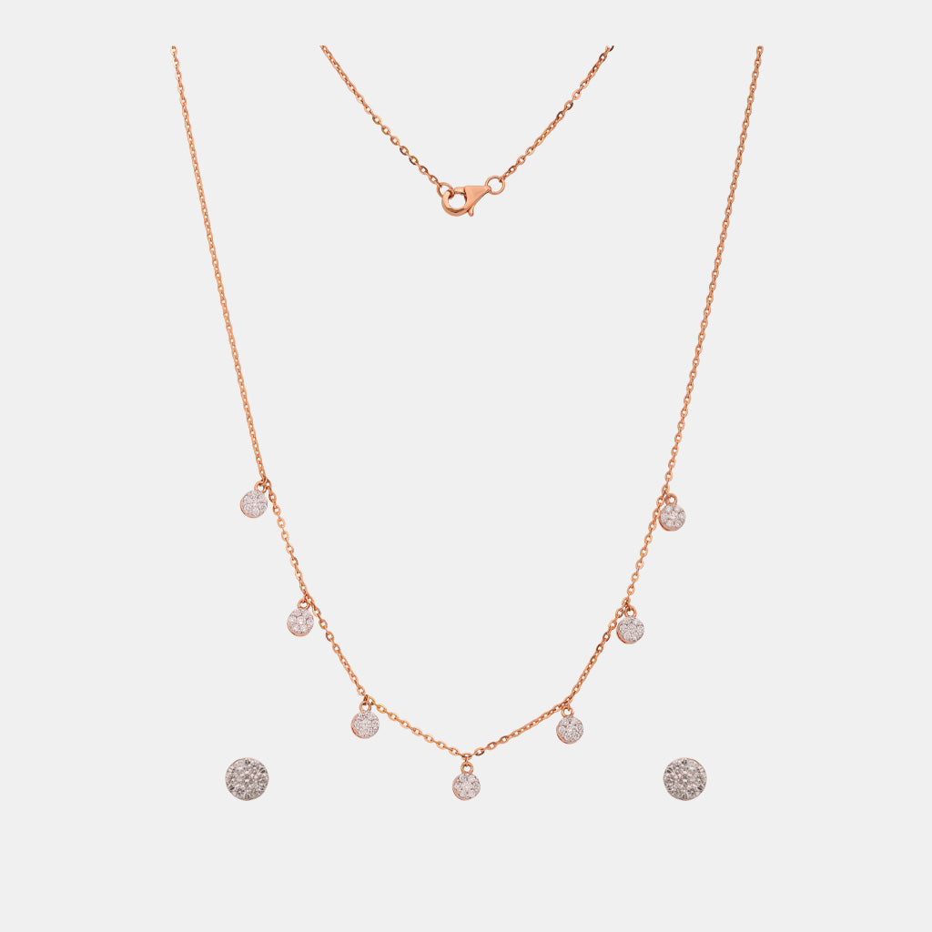 18k Real Diamond Necklace Set JGS-2307-09015