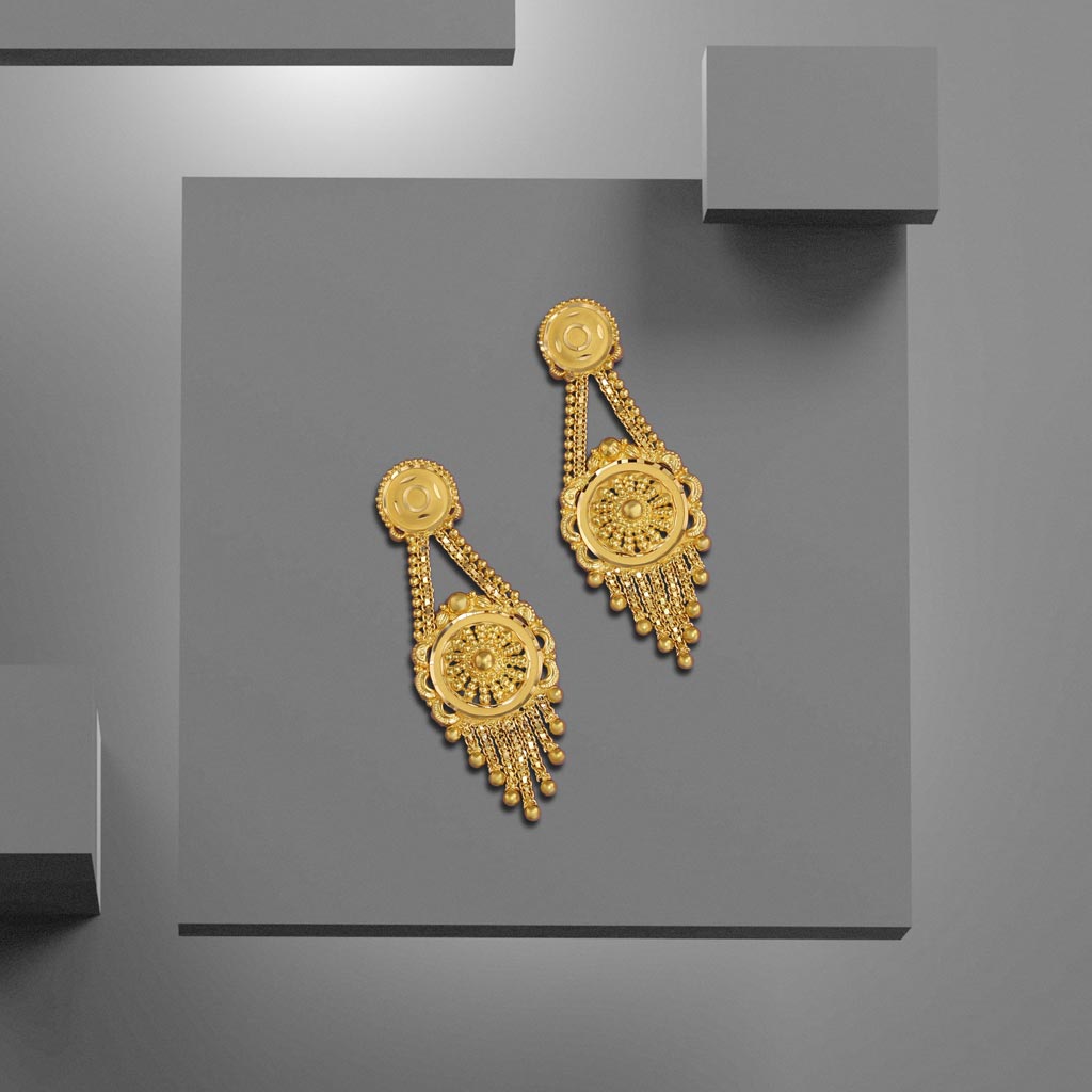 22k Plain Gold Earring JG-2206-06236 – Jewelegance
