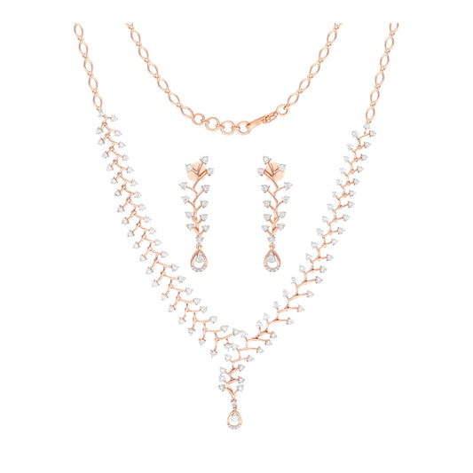 18k Real Diamond Necklace Set JGS-2103-00230