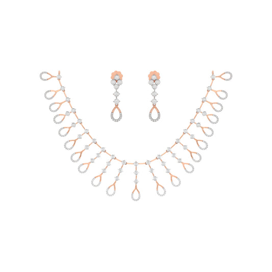 18k Real Diamond Necklace Set JGS-2106-01267