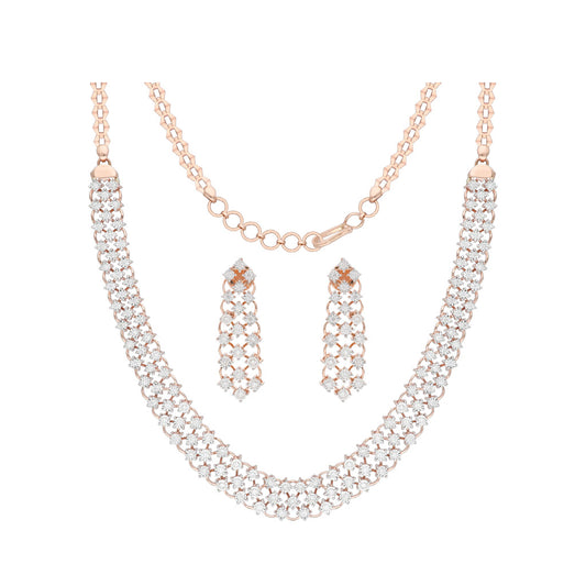18k Real Diamond Necklace Set JGS-2106-01268