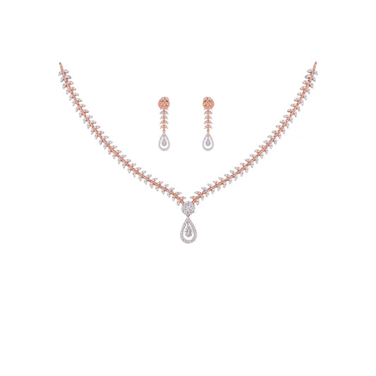 18k Real Diamond Necklace Set JGS-2107-01588