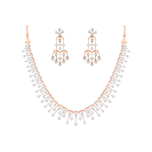18k Real Diamond Necklace Set JGS-2108-04632