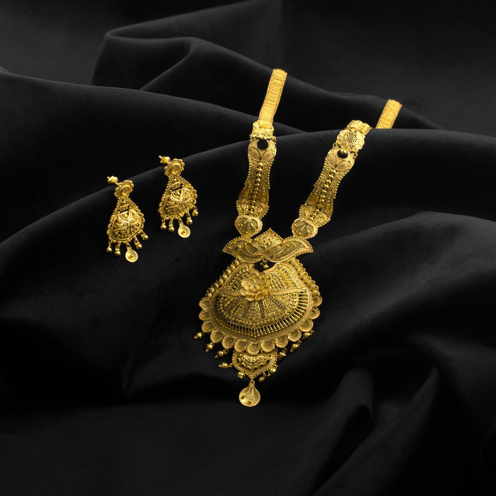 22k Plain Gold Necklace Set JGS-2204-06038 – Jewelegance