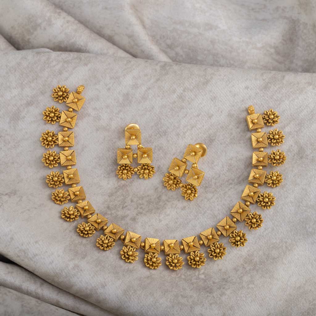 22k Plain Gold Necklace Set JGS-2208-06831 – Jewelegance