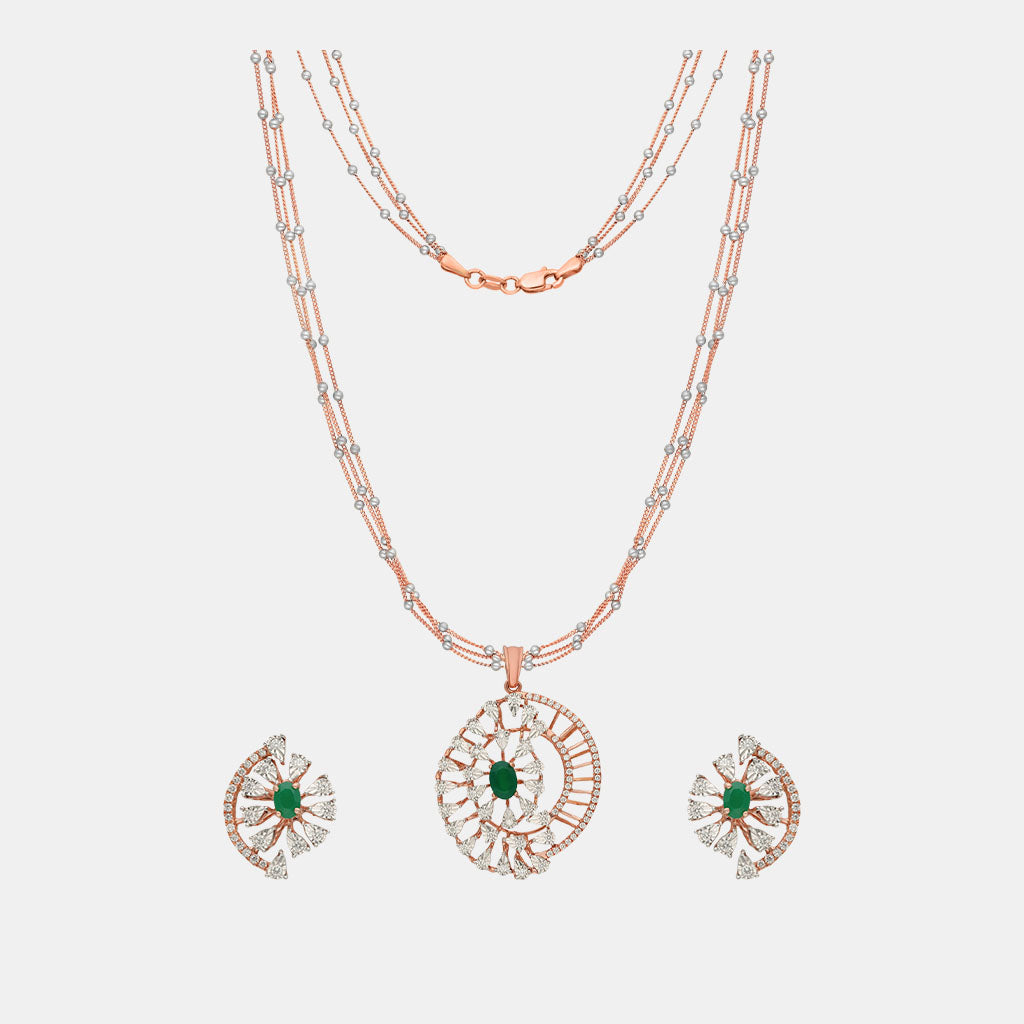 18k Real Diamond Necklace Set JGS-2210-07599