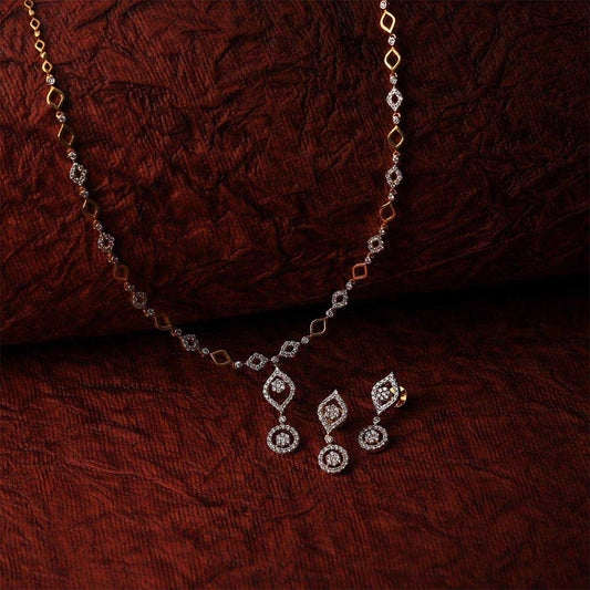 18k Real Diamond Necklace Set JG-1903-3585