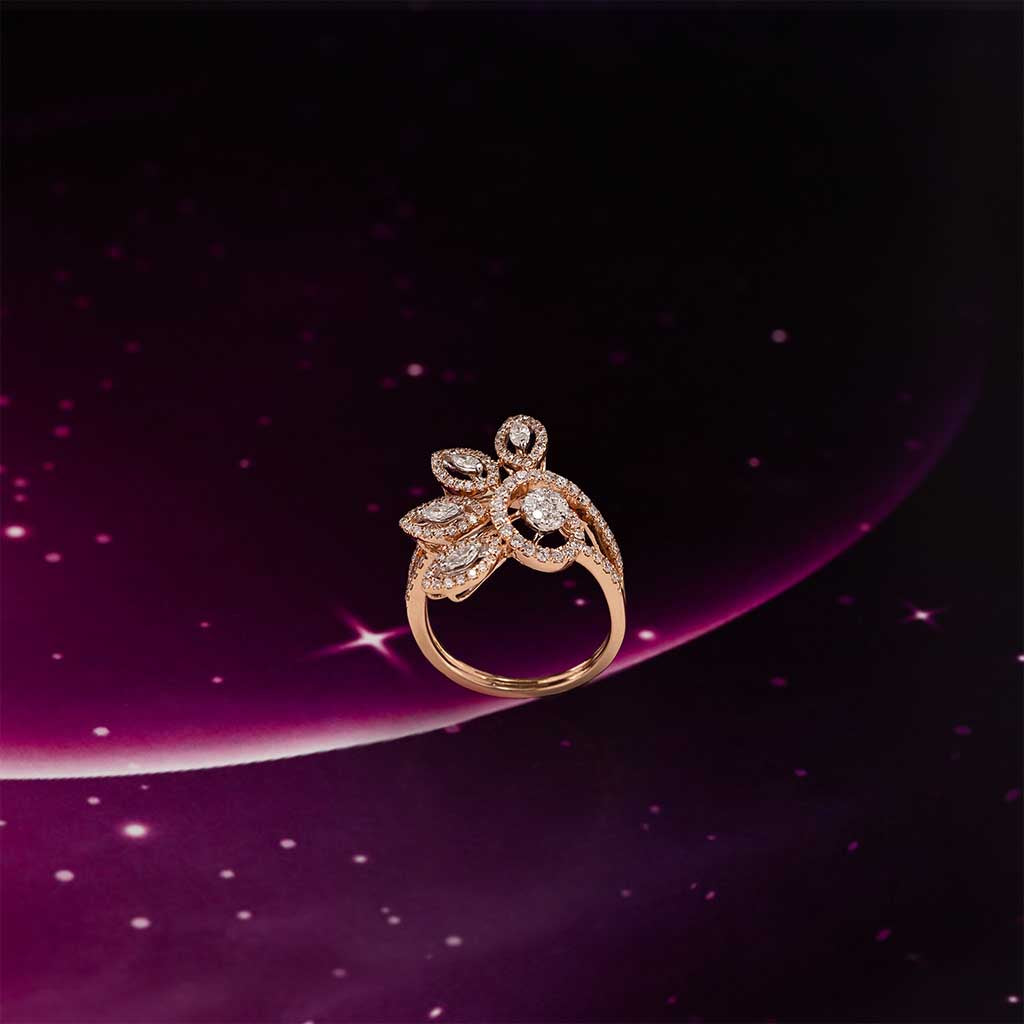 ARYANA, ROSE GOLD FINISH ADJUSTABLE AMERICAN DIAMOND RING FOR WOMEN -M –  www.soosi.co.in