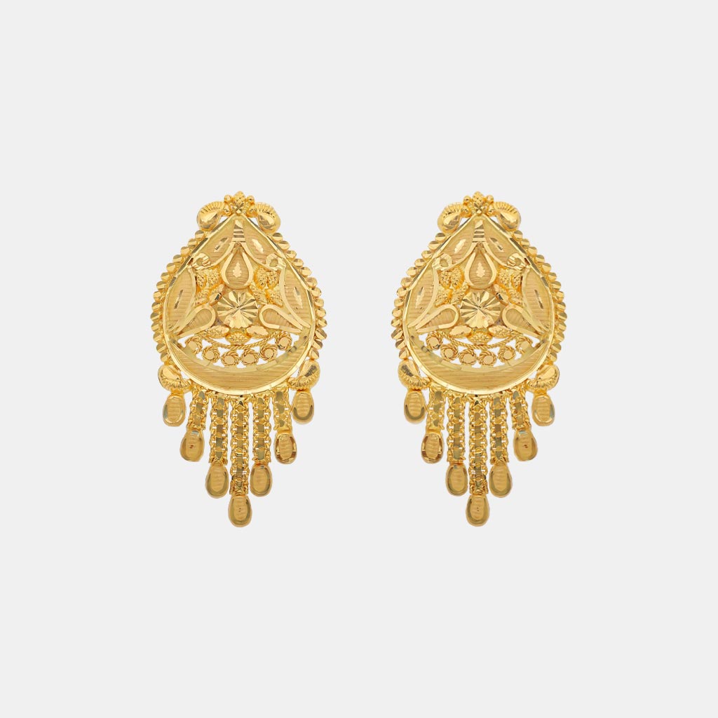 22k Plain Gold Earring JGC-2308-50146