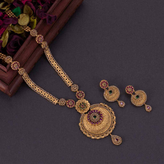22k Antique Necklace Set JGS-2002-01018