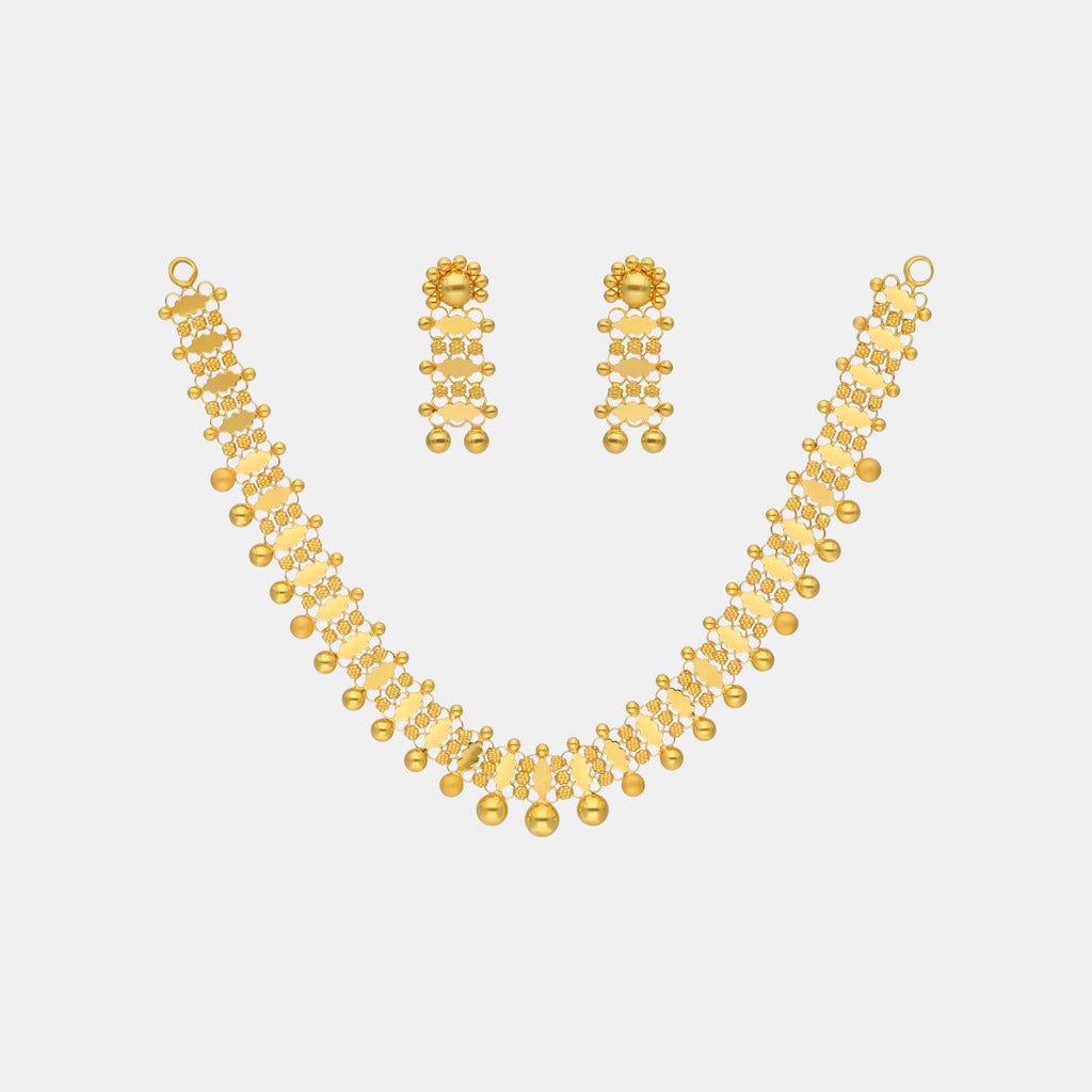 22k Plain Gold Necklace Set JGS-2207-06529