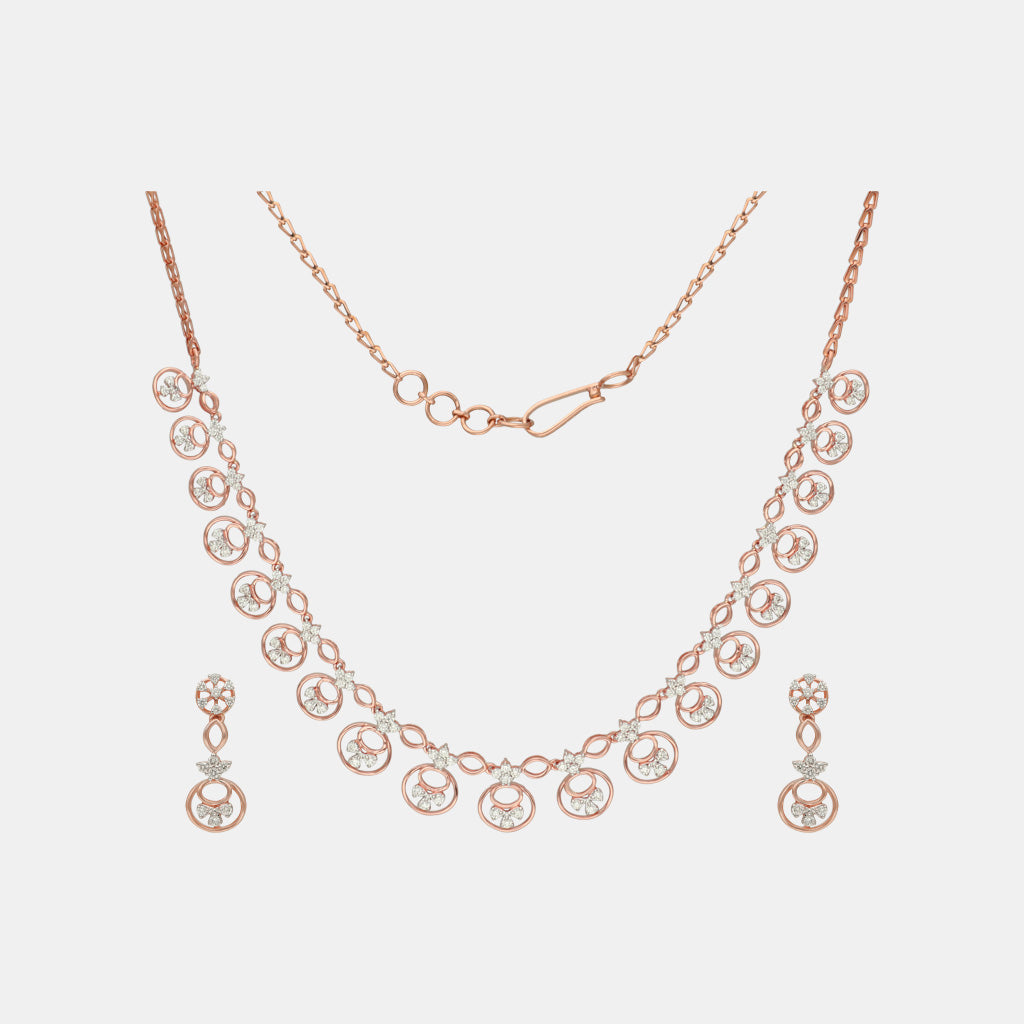 18k Real Diamond Necklace Set JGS-2207-06572