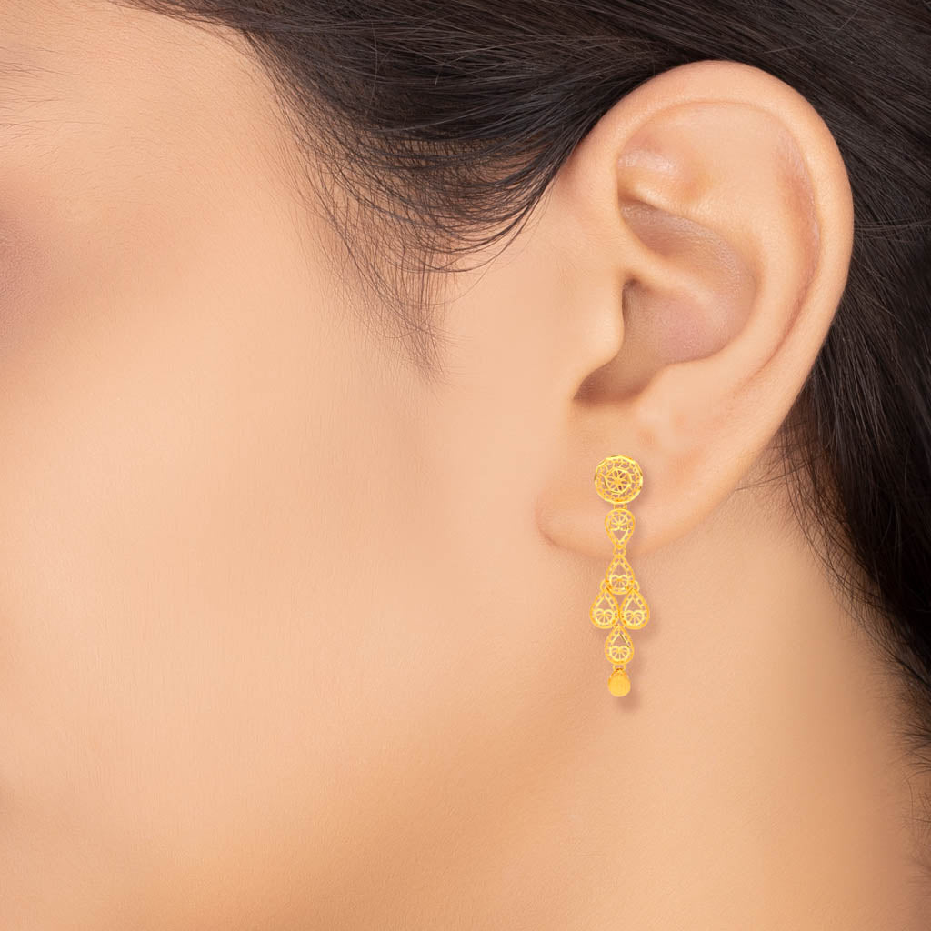 22k Plain Gold Earring JGS-2207-06577