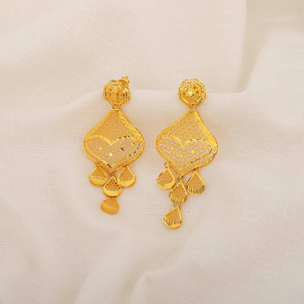 Vibrant Temple Design 22K Gold Earrings