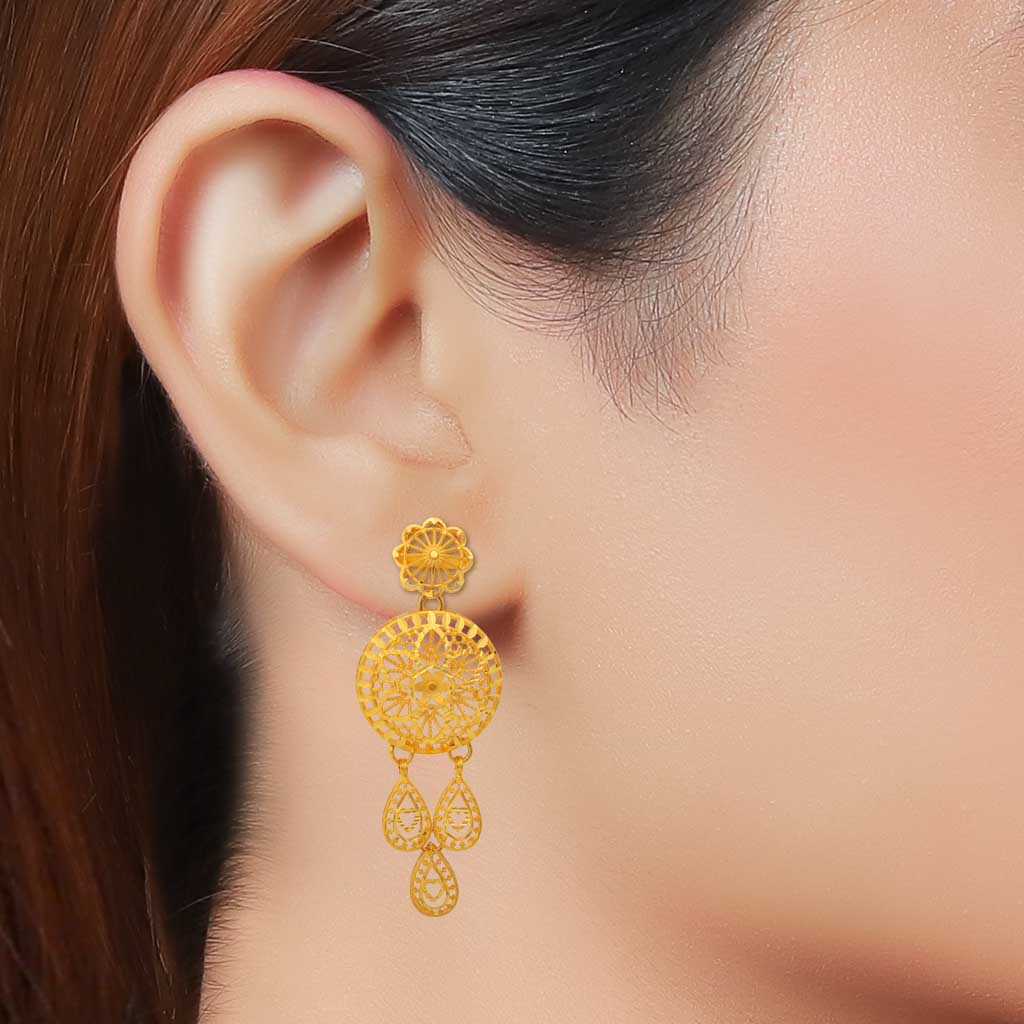 22k Plain Gold Earring JGS-2307-08991