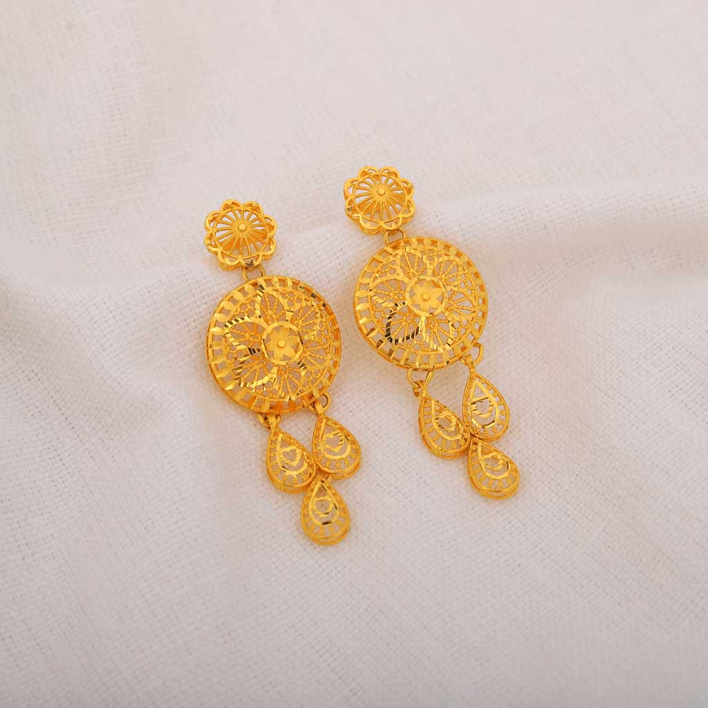 Buy Pure Gold Plated Flower Design Daily Use Guarantee Earrings for Women