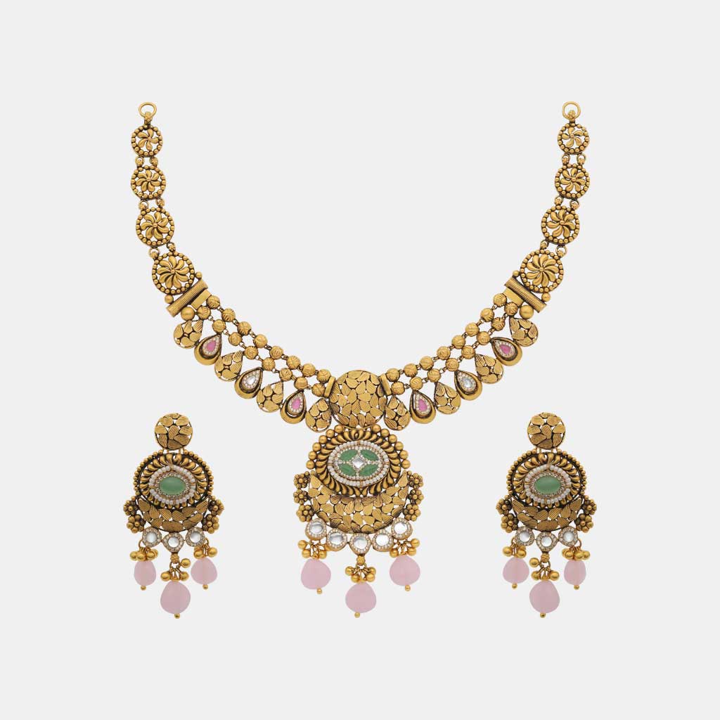 22k Antique Necklace Set JGS-2308-09083