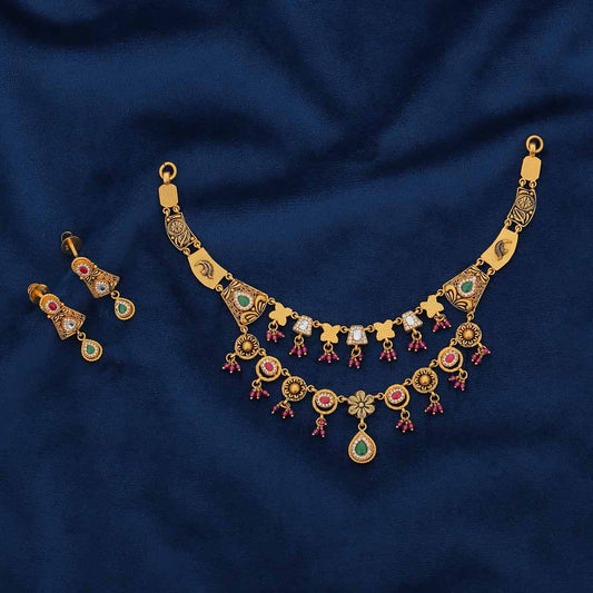 22k Antique Necklace Set JGS-2308-09145