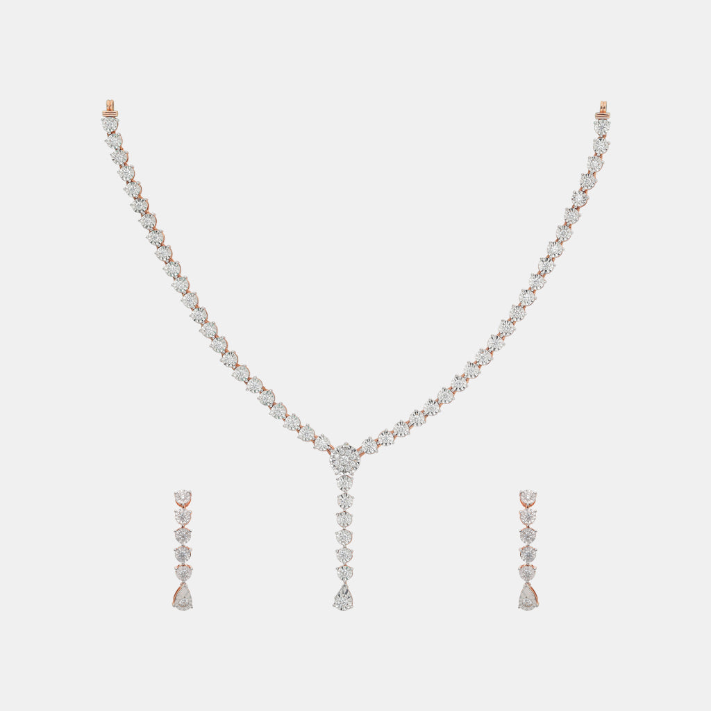 18k Real Diamond Necklace Set JGS-2309-09181