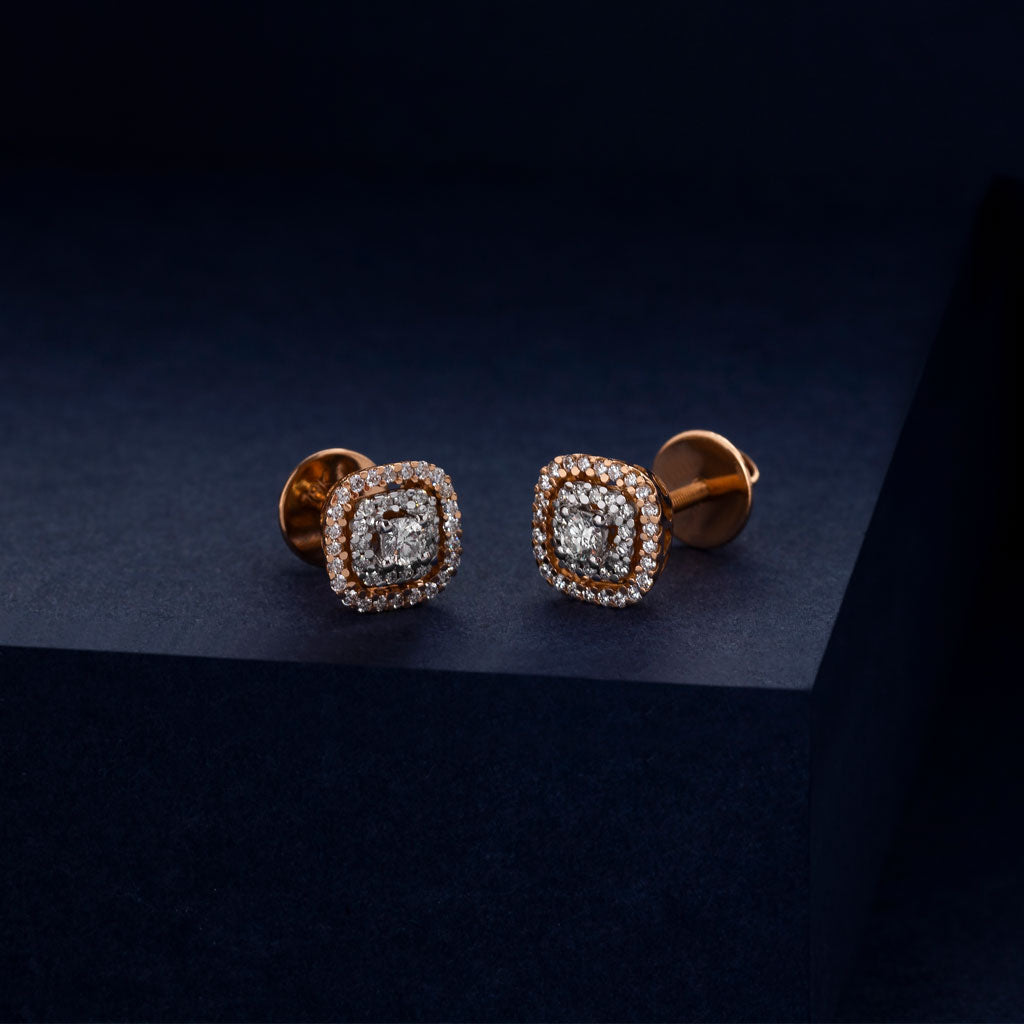 Evara Platinum Rose Gold Diamonds Earrings for Women JL PT E 262