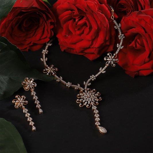 18k Real Diamond Necklace Set JG-1903-3555