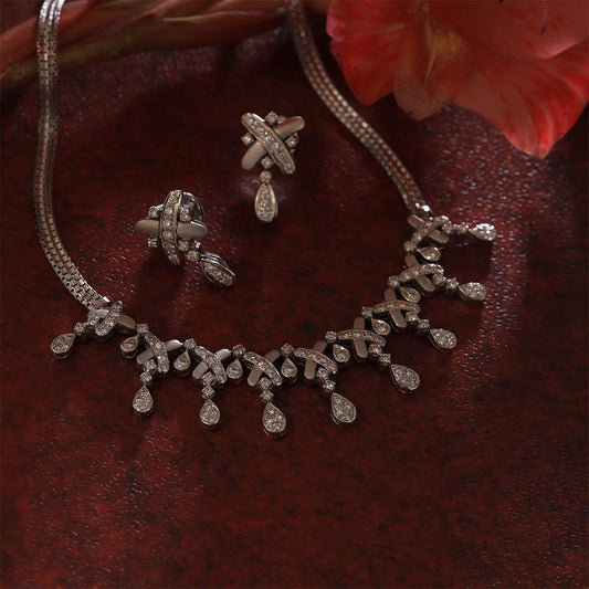 18k Real Diamond Necklace Set JG-1903-3558