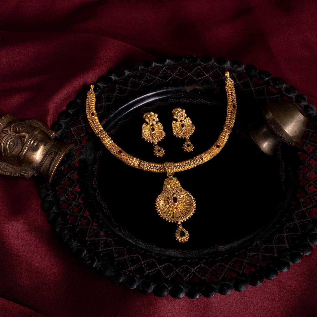 22k Antique Necklace Set JG-1906-2927