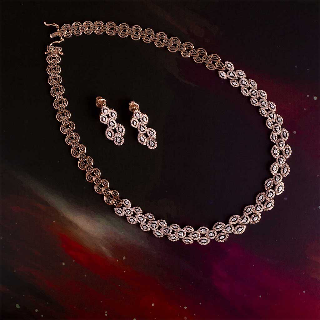 18k Real Diamond Necklace Set JG-1908-00261