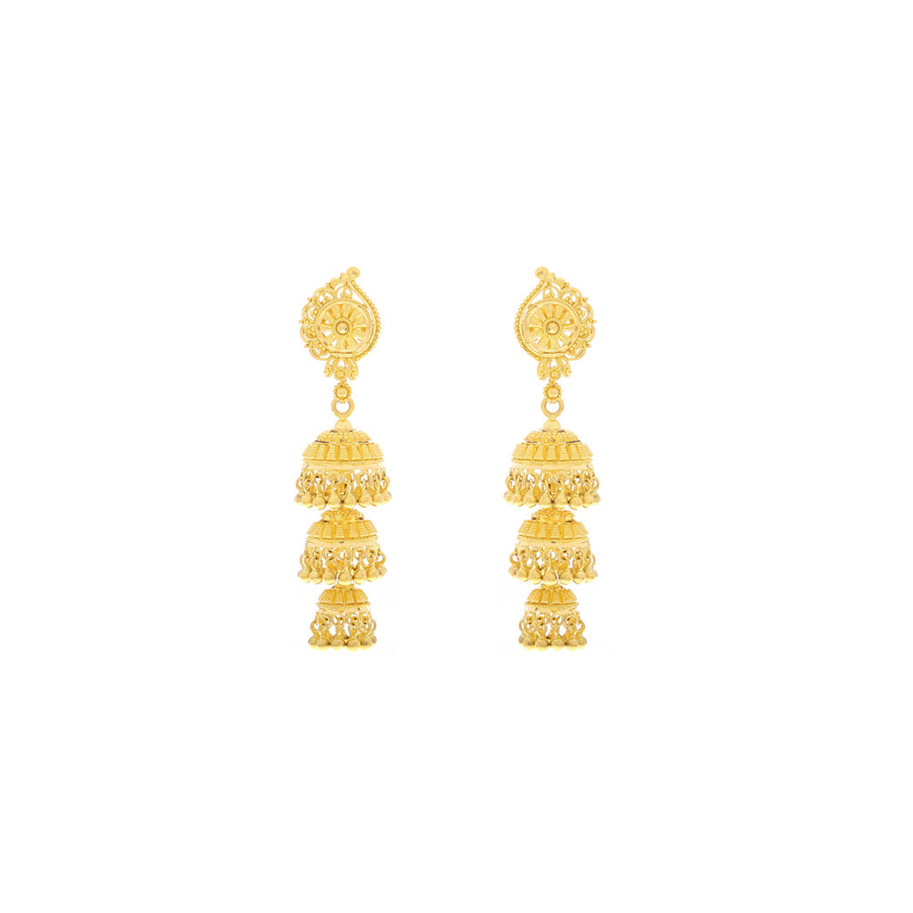 22k Plain Gold Earring JG-2106-01476