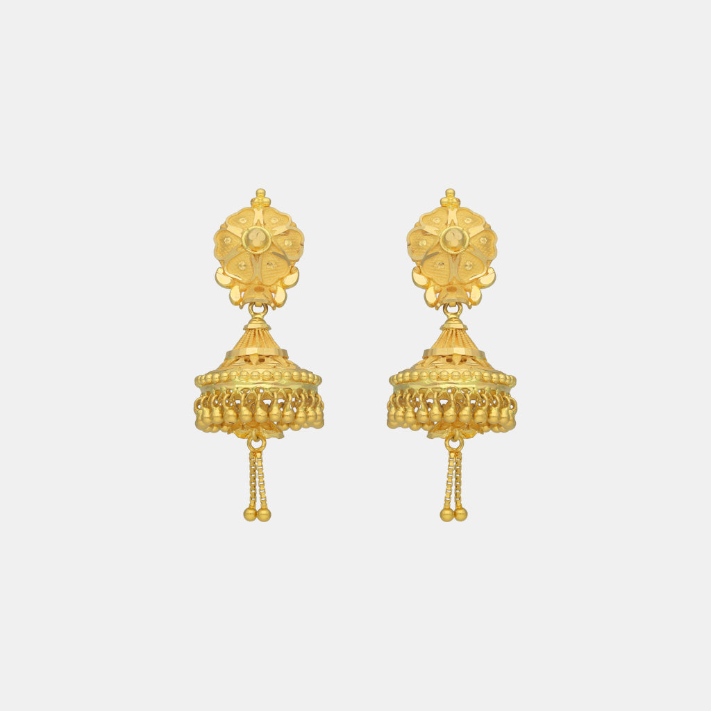 22k Plain Gold Earring JG-2204-06126