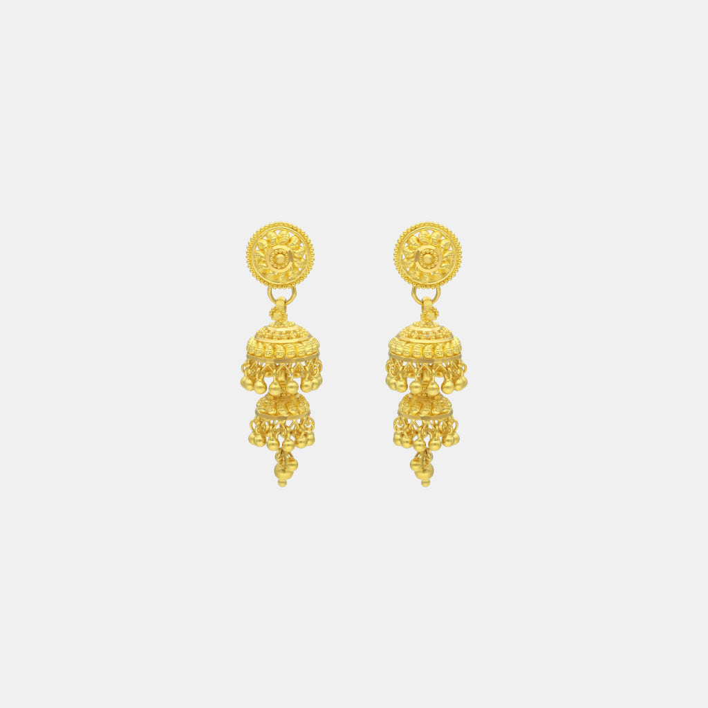 22k Plain Gold Earring JG-2204-06146