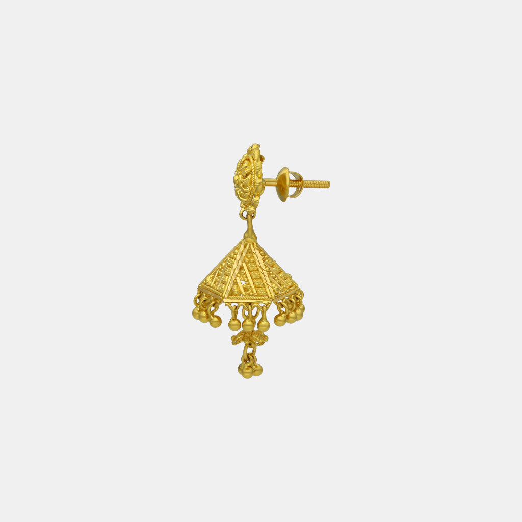 22k Plain Gold Earring JG-2204-06154