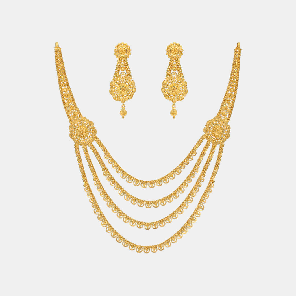 22k Plain Gold Necklace Set JG-2207-06391