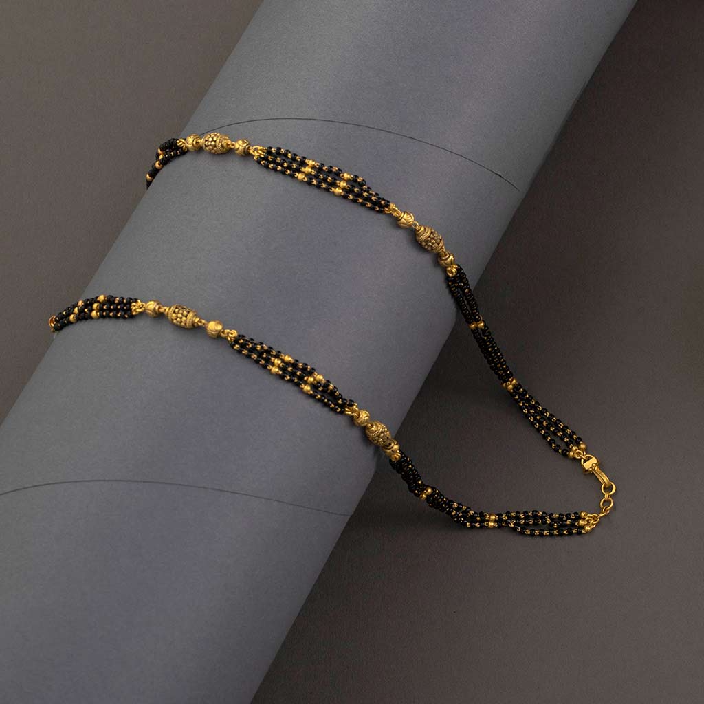 22K Gold plated Pave Zirconia Charm & Black beaded Mangalsutra Bracele –  Rubans