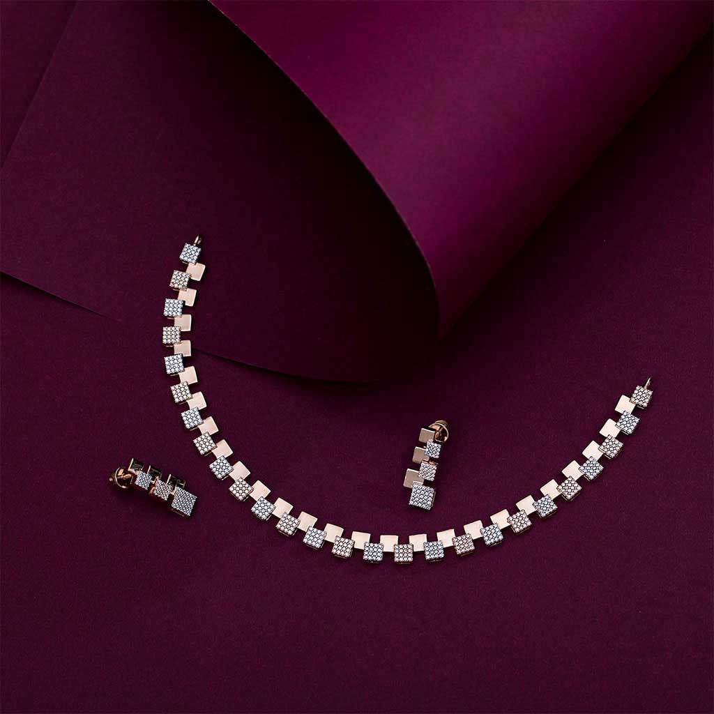 18k Gemstone Necklace Set JGS-1911-00817