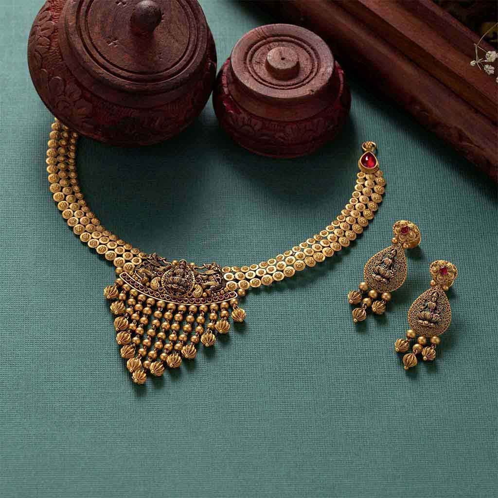 22k Antique Necklace Set JGS-1912-01277