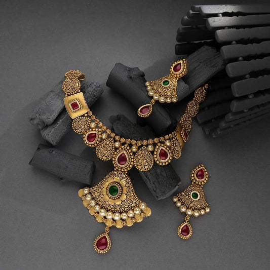 22k Antique Necklace Set JGS-2001-00404