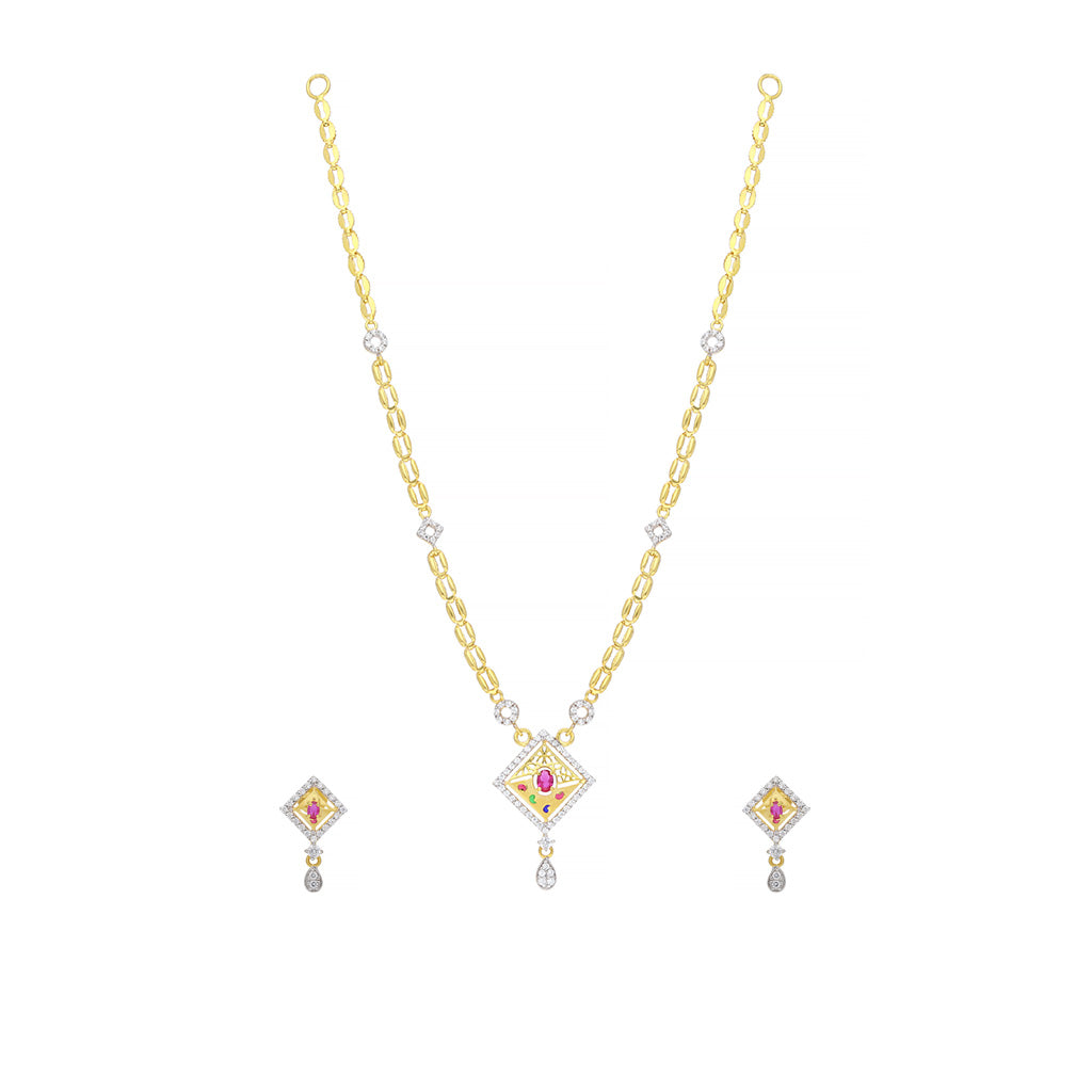 22k Gemstone Necklace Set JGS-2101-00010