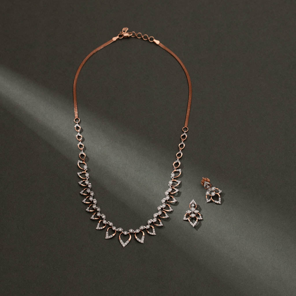 18k Real Diamond Necklace Set JGS-2103-00277