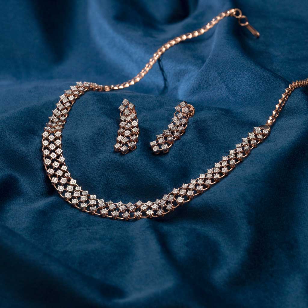18k Real Diamond Necklace Set JGS-2103-00396
