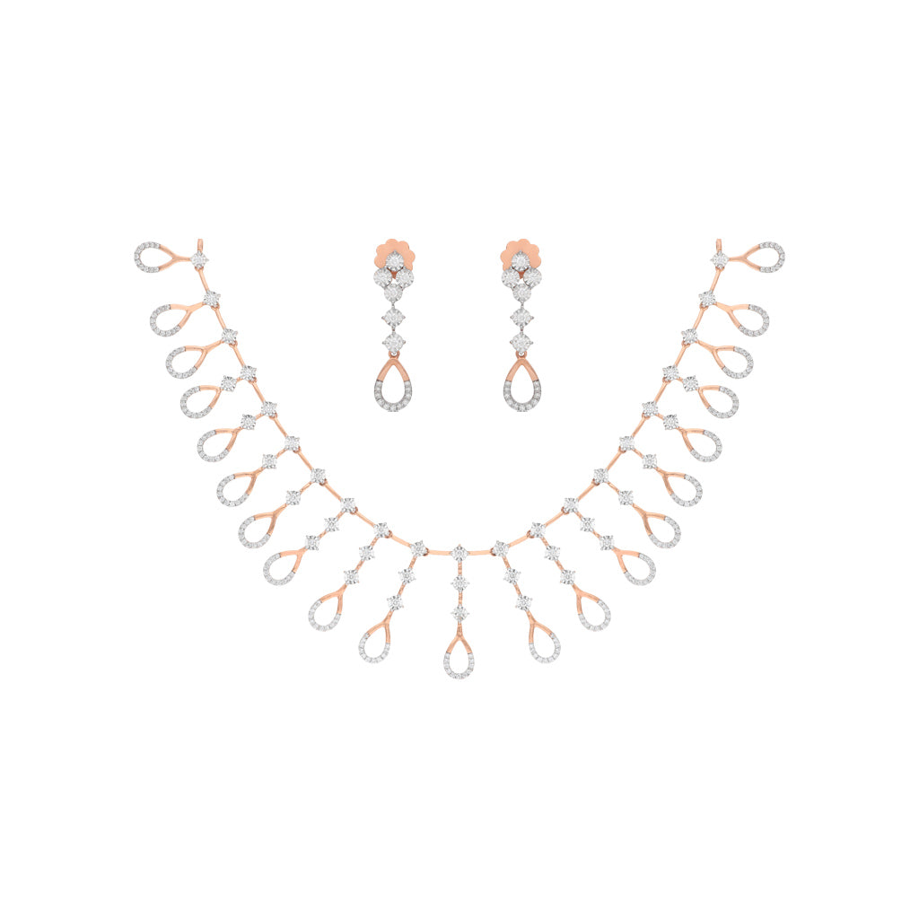 18k Real Diamond Necklace Set JGS-2106-01267