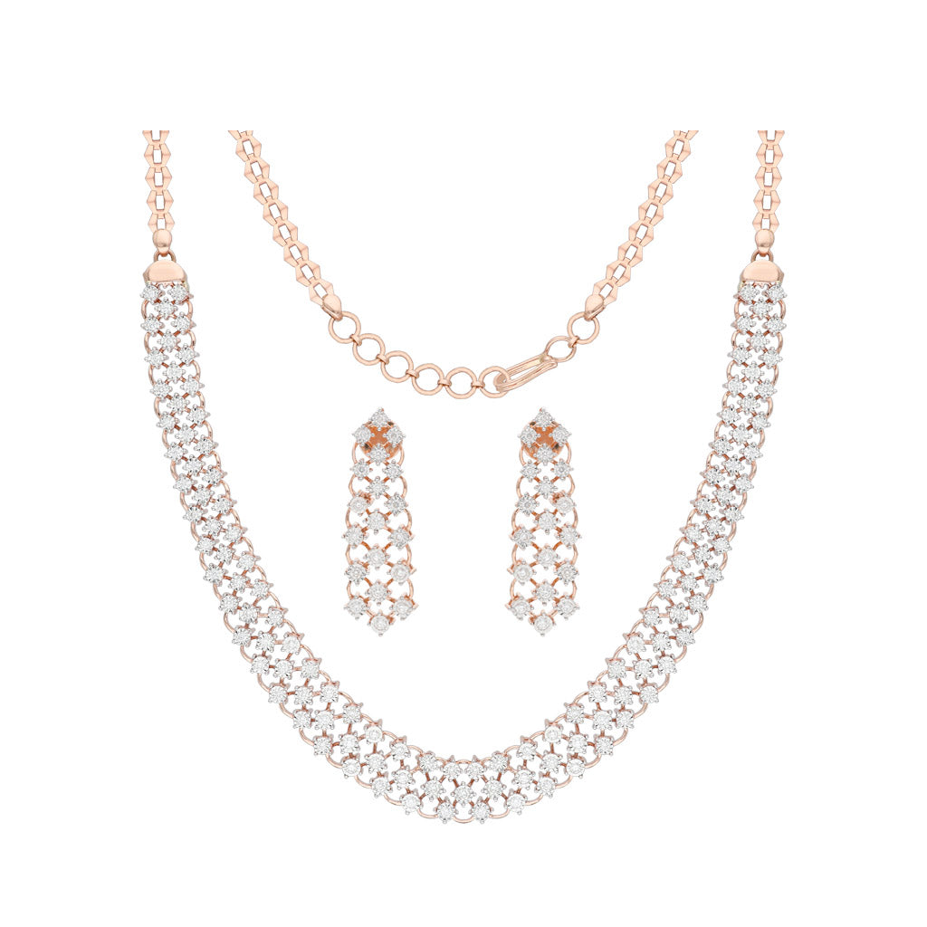 18k Real Diamond Necklace Set JGS-2106-01268