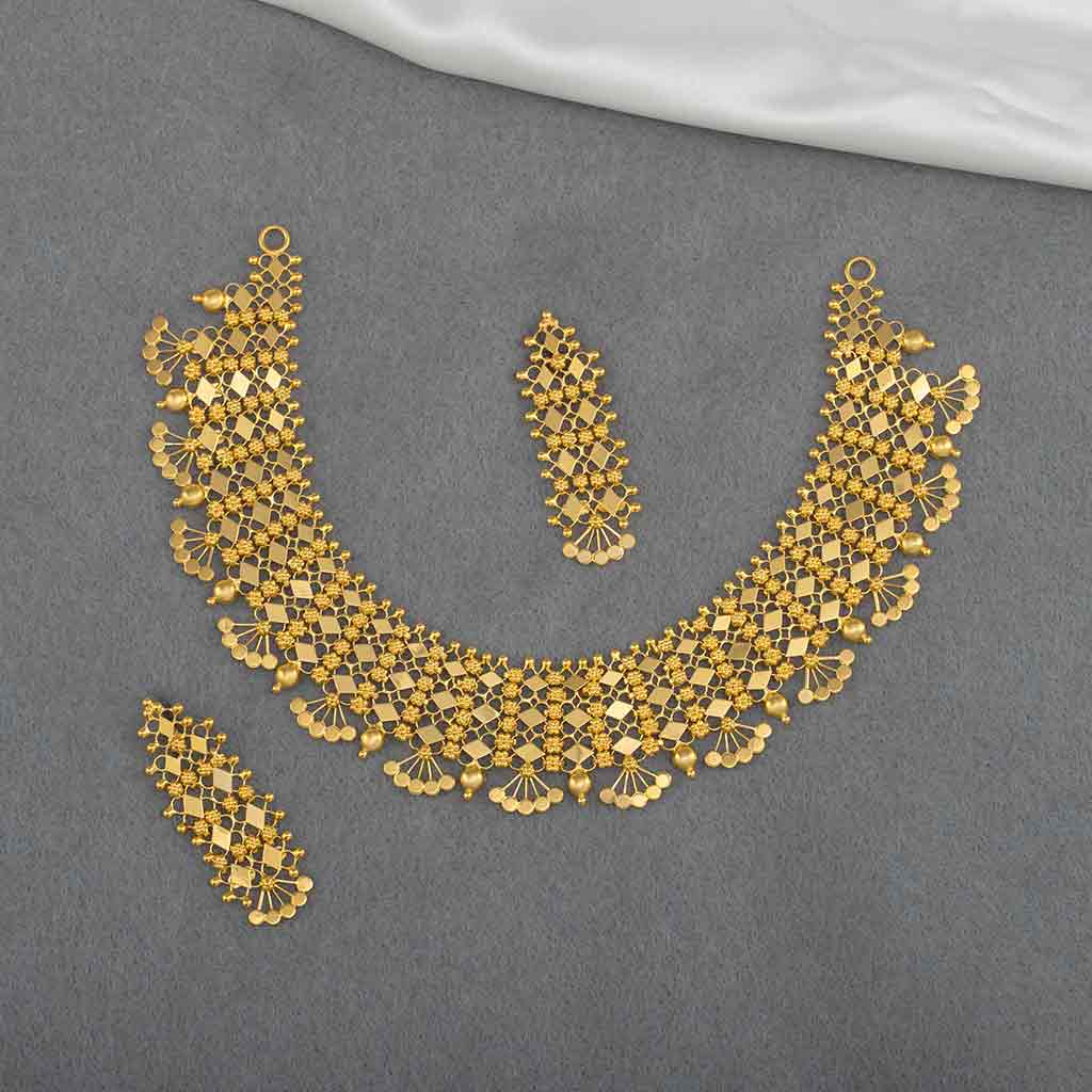 22k Plain Gold Necklace Set JGS-2208-06755