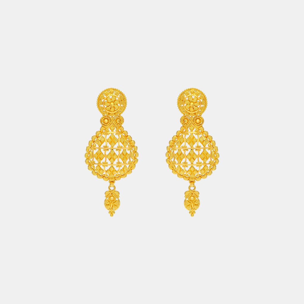 22k Plain Gold Earring JGS-2208-07190