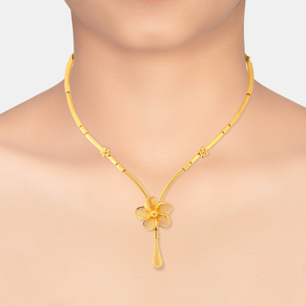 22k Plain Gold Necklace Set JGS-2208-07194