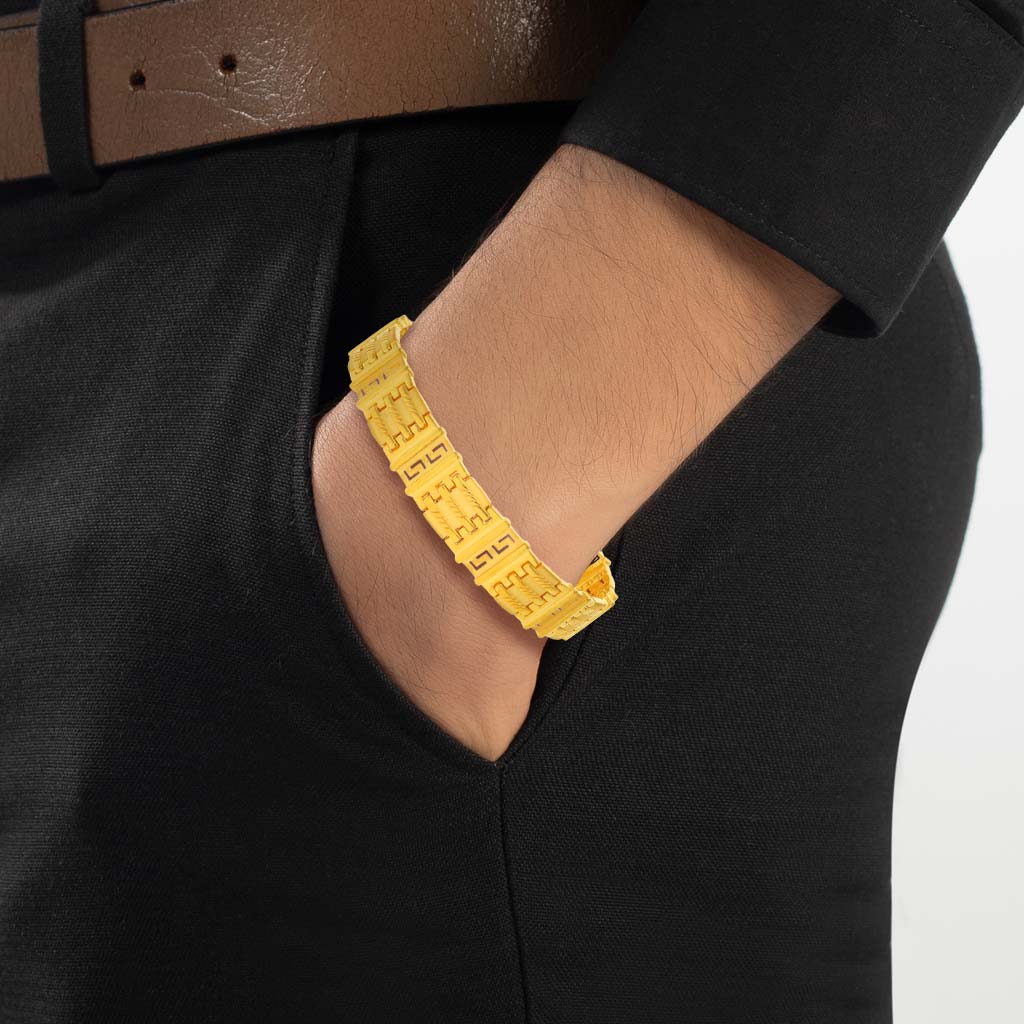 Men's High-Polish Curb Chain Bracelet 24K Yellow Gold 8.5