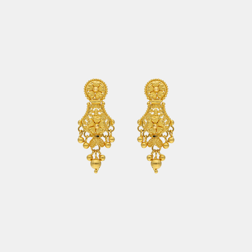 22k Plain Gold Earring JGS-2212-07805
