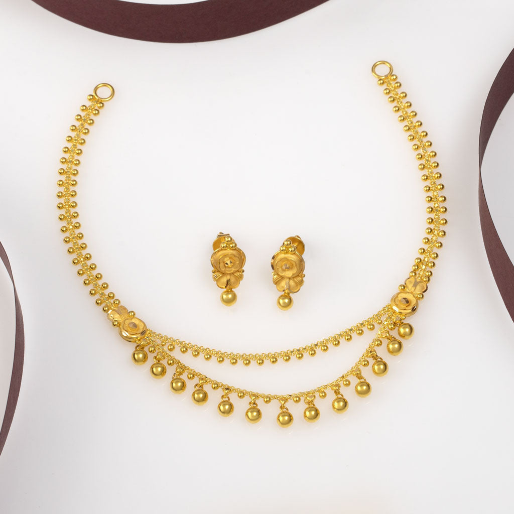 22k Plain Gold Necklace Set JGS-2301-00037