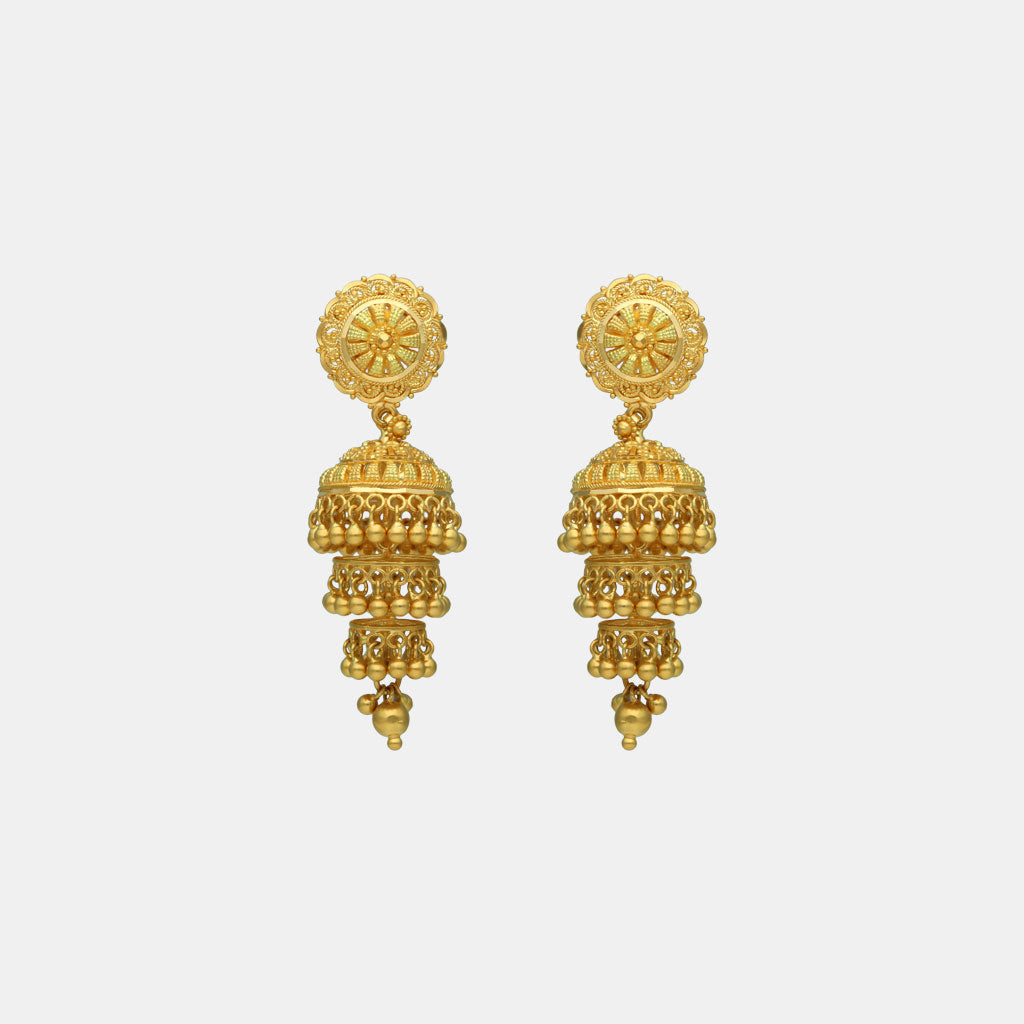 22k Plain Gold Earring JGS-2301-00056