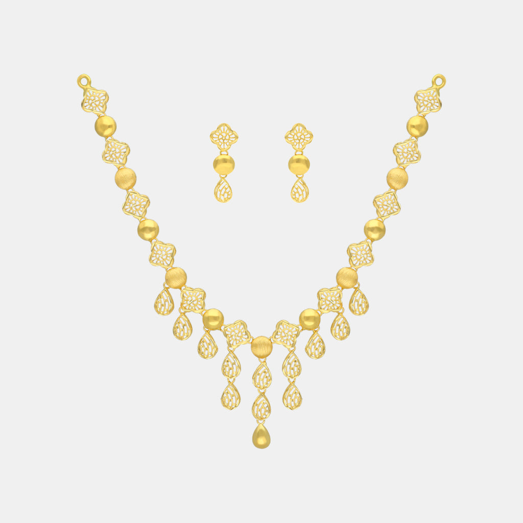 22k Plain Gold Necklace Set JMC-2201-05408